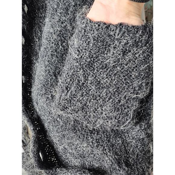 Vtg Bebe Moda Mohair Wool Button Up Collared Fuzzy Goth Warm Sweater Cardigan - Picture 5 of 7
